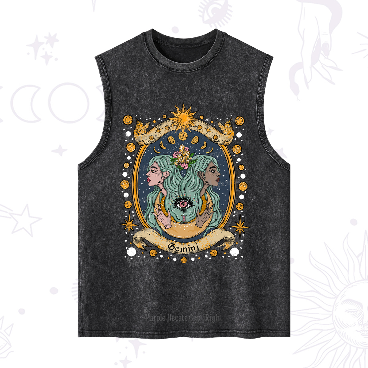 Purplehecate Celestial Gemini Zodiac Washed Tank