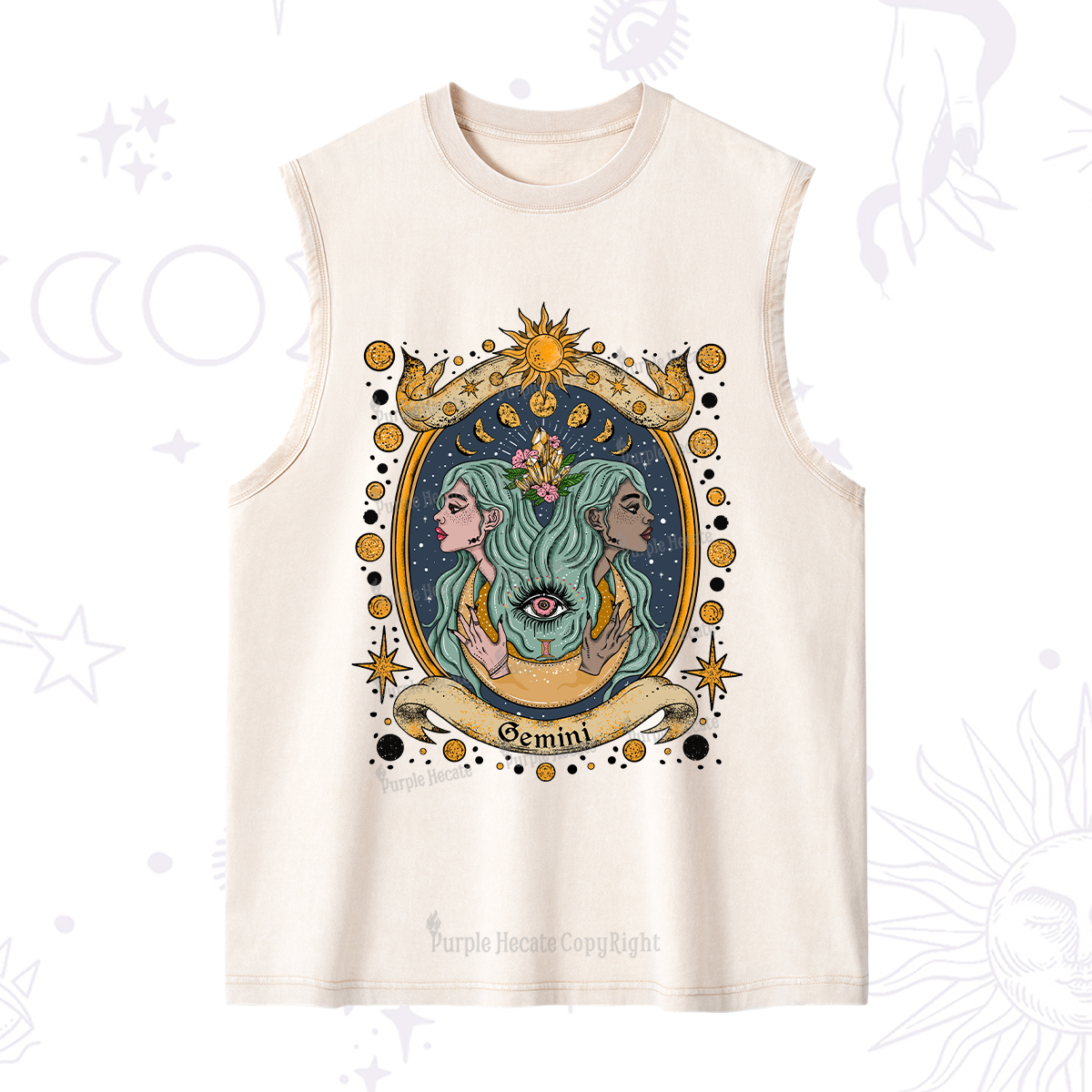 Purplehecate Celestial Gemini Zodiac Washed Tank