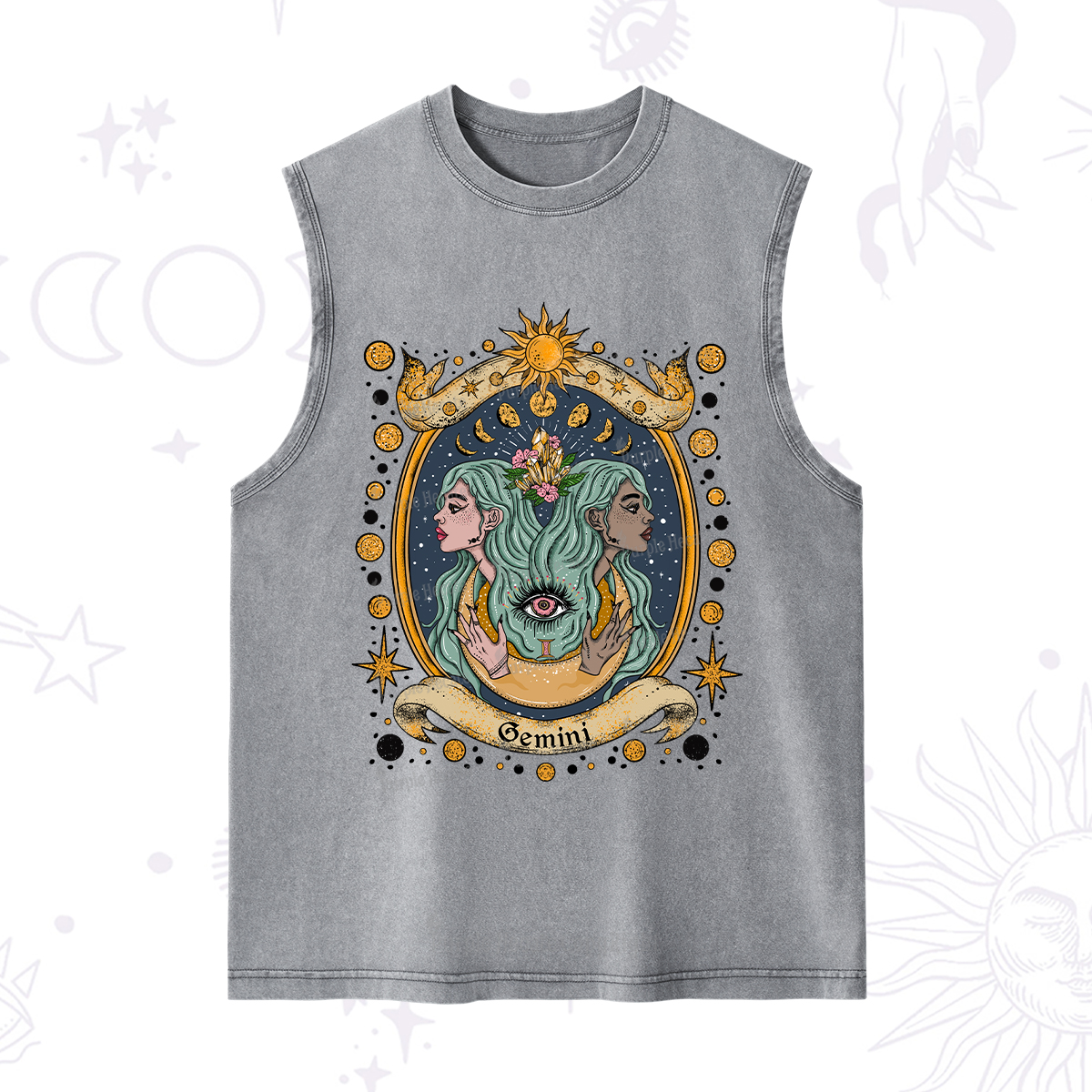 Purplehecate Celestial Gemini Zodiac Washed Tank