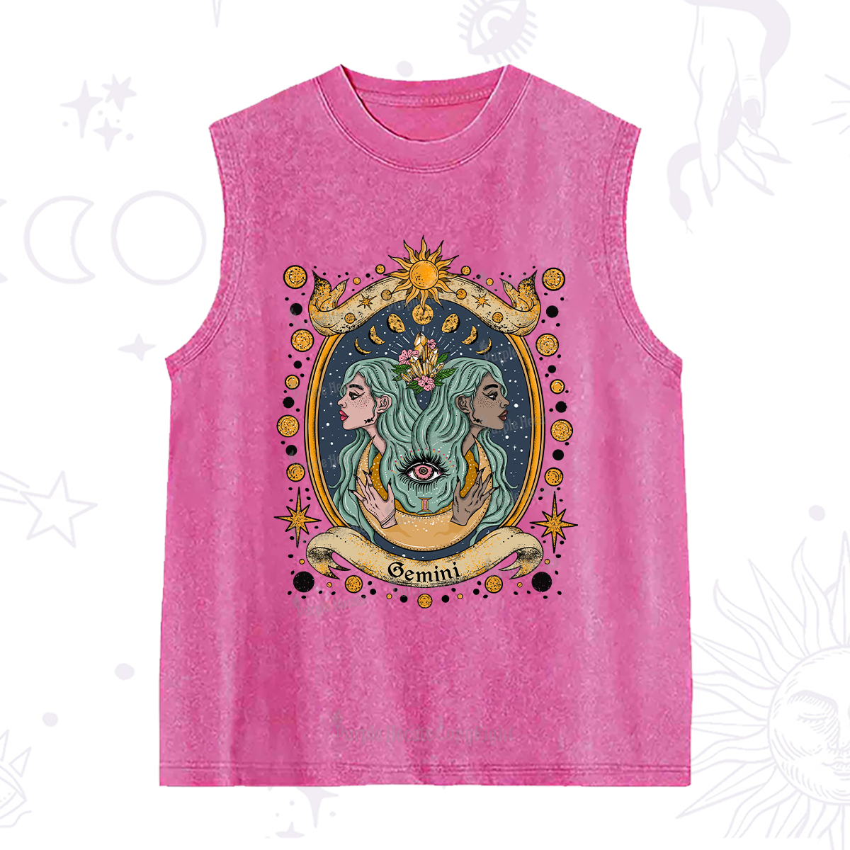 Purplehecate Celestial Gemini Zodiac Washed Tank
