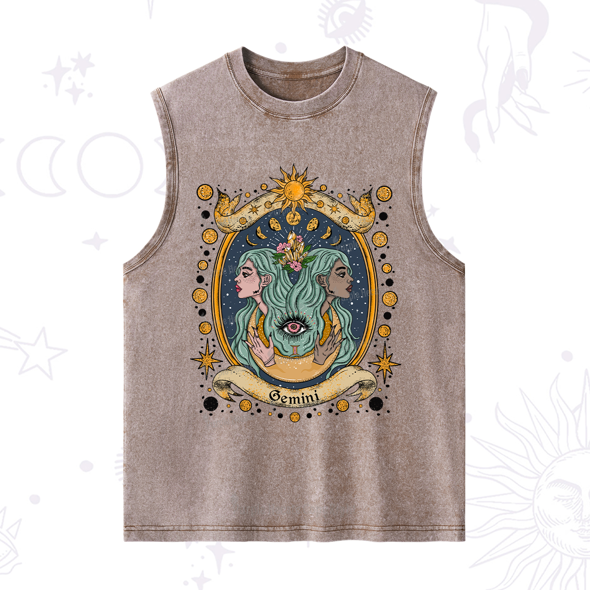 Purplehecate Celestial Gemini Zodiac Washed Tank