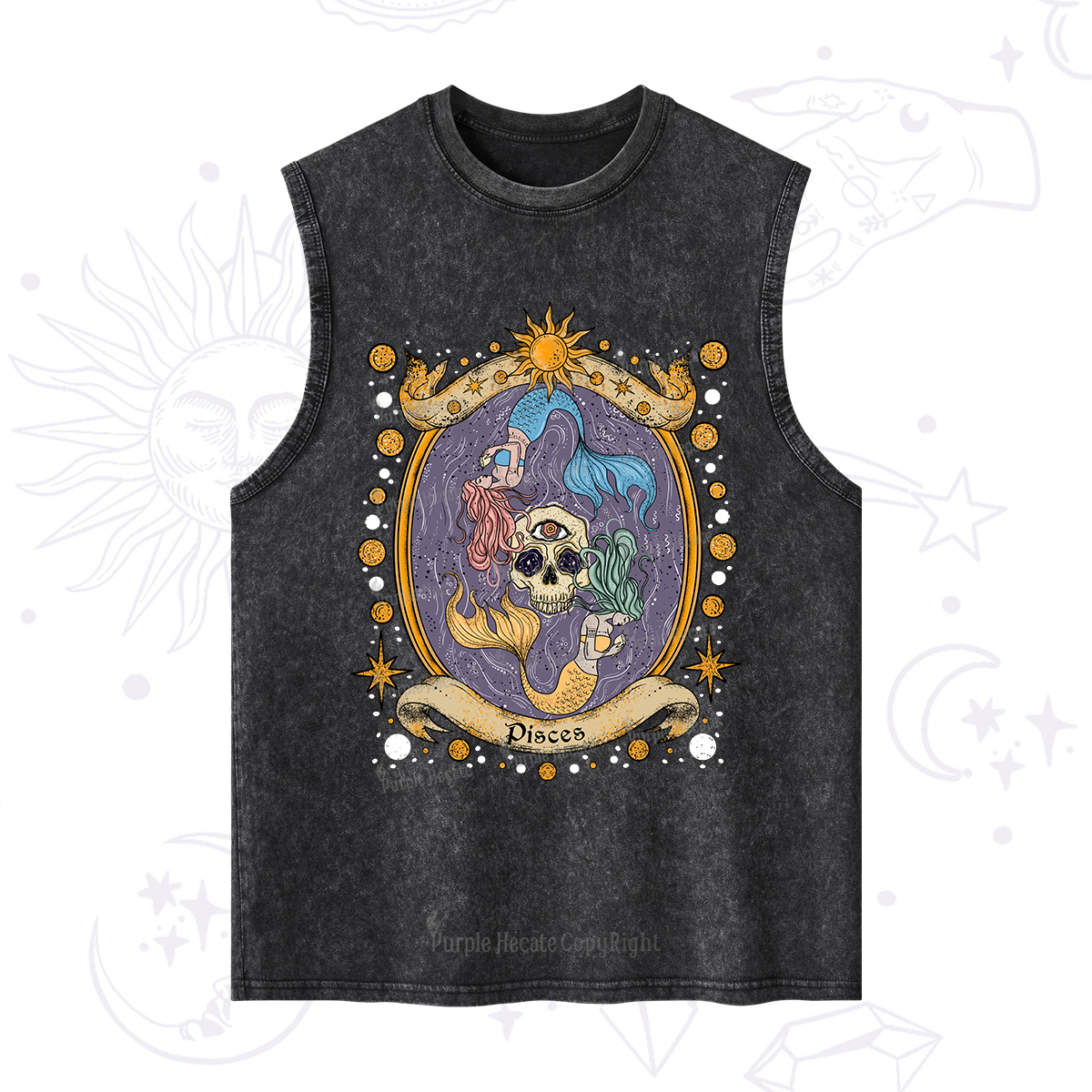 Purplehecate Celestial Pisces Zodiac Washed Tank