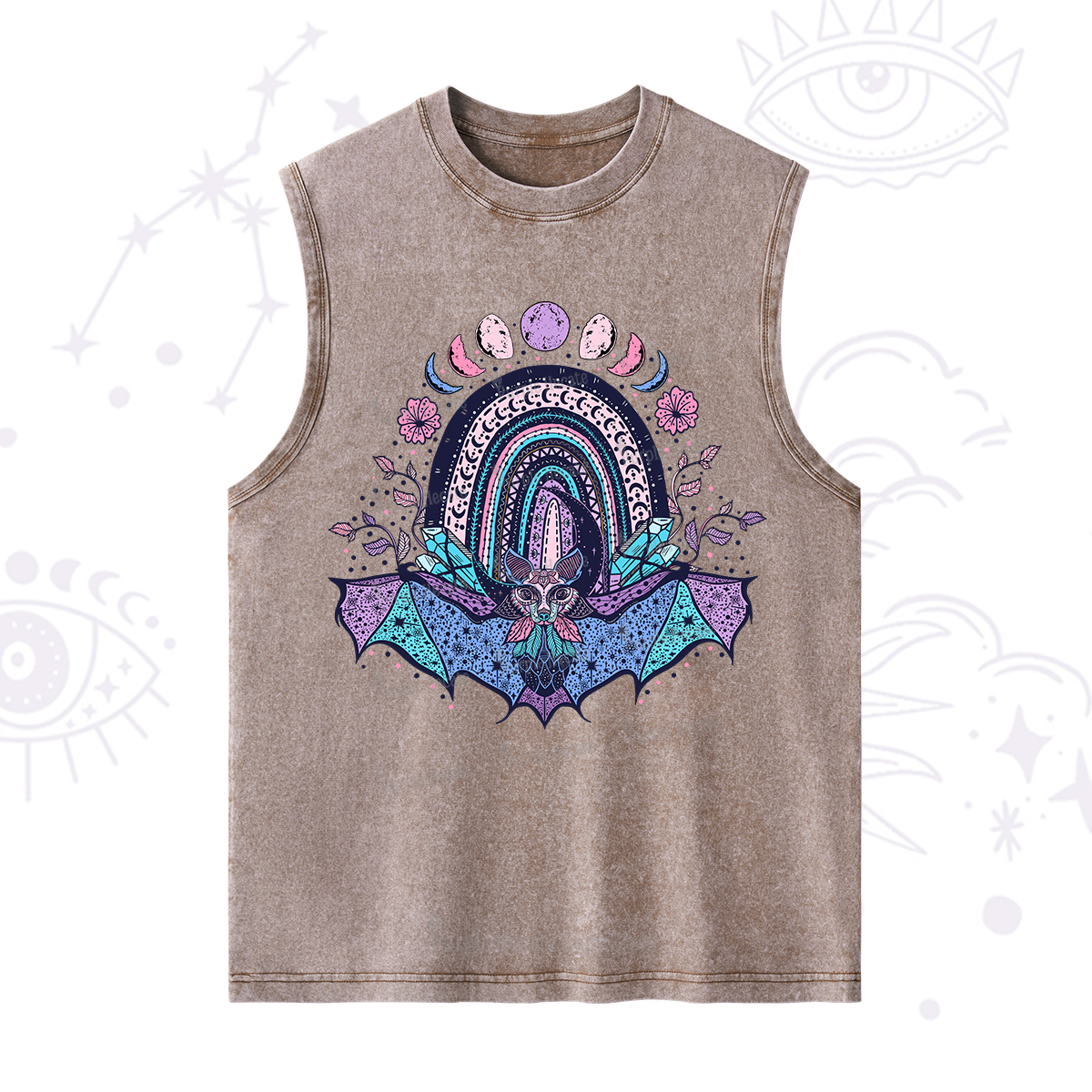 Purplehecate Moon Phase Bat Washed Tank