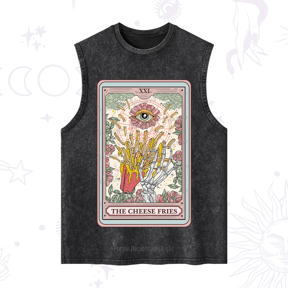 Purplehecate The Cheese Fries Tarot Washed Tank