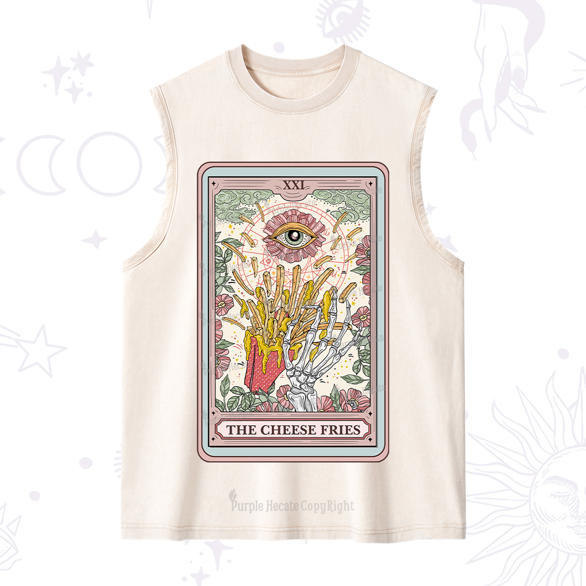 Purplehecate The Cheese Fries Tarot Washed Tank