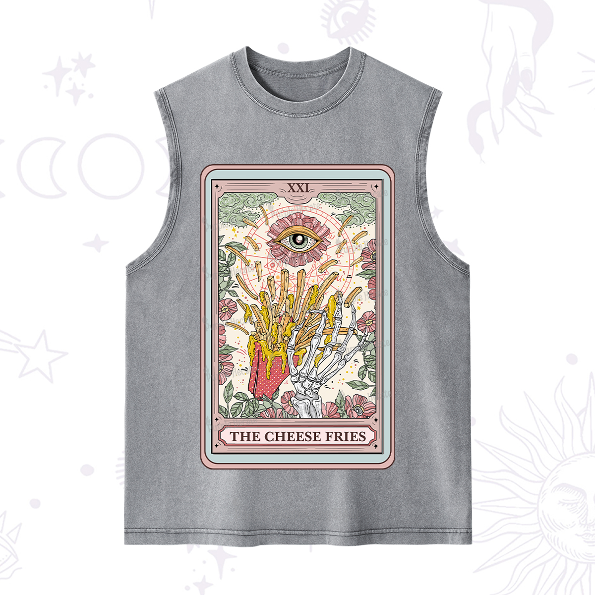Purplehecate The Cheese Fries Tarot Washed Tank