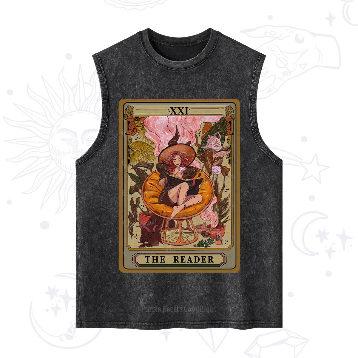 Purplehecate The Reader Tarot Card Washed Tank