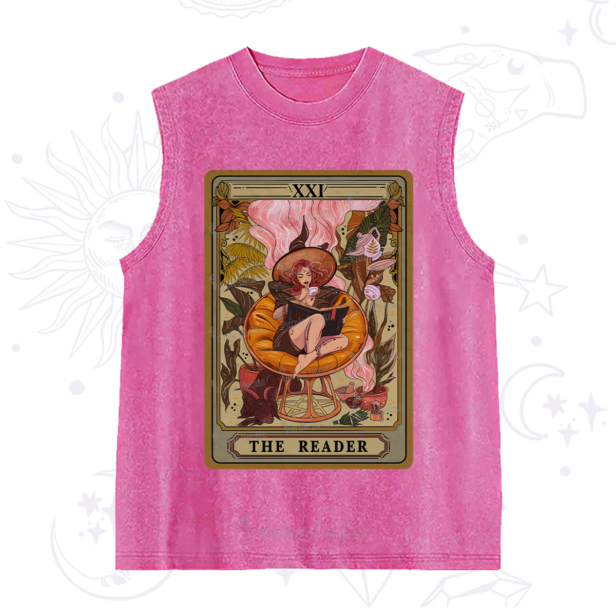 Purplehecate The Reader Tarot Card Washed Tank