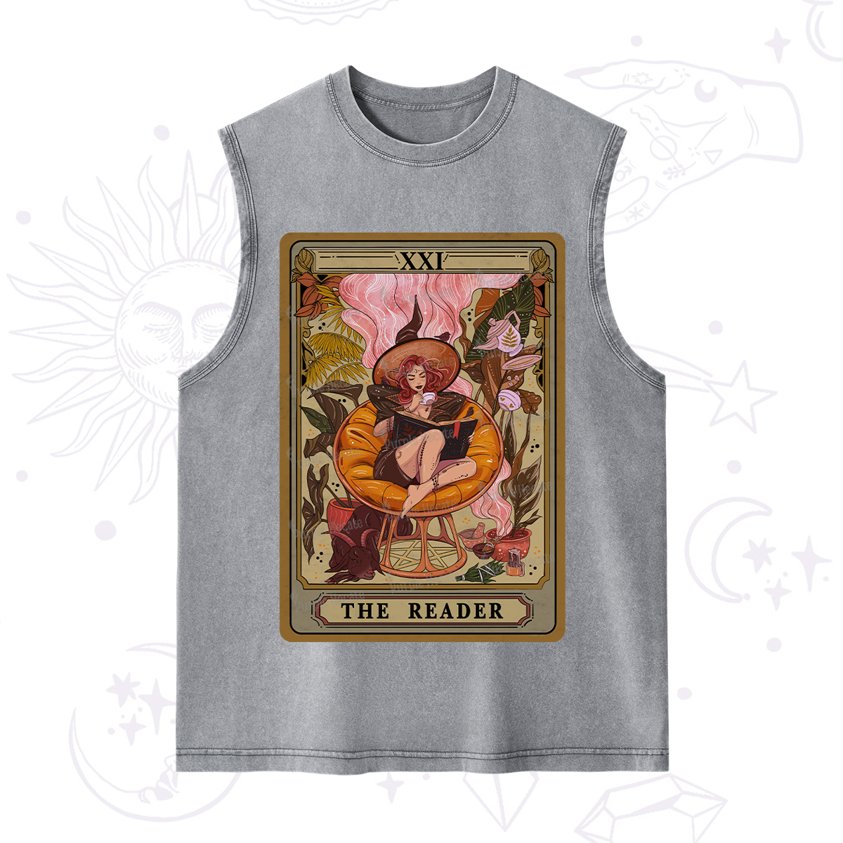 Purplehecate The Reader Tarot Card Washed Tank