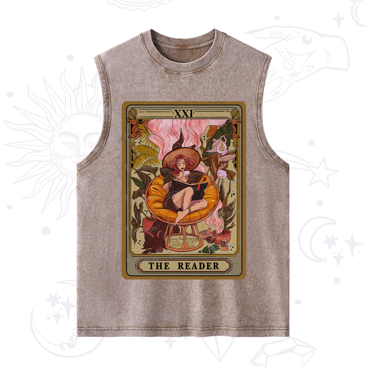 Purplehecate The Reader Tarot Card Washed Tank
