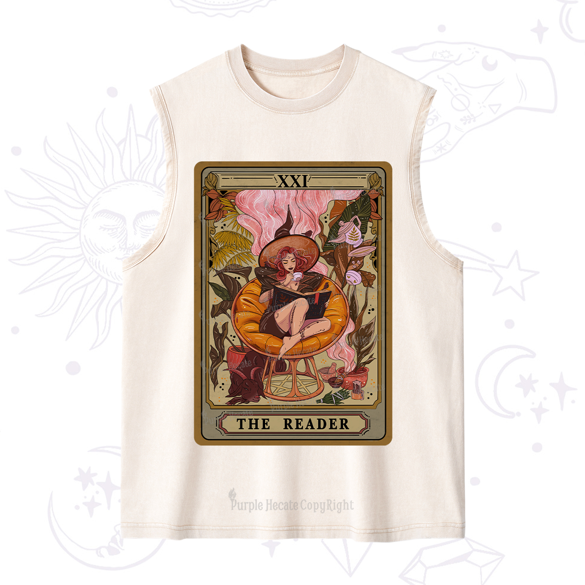 Purplehecate The Reader Tarot Card Washed Tank