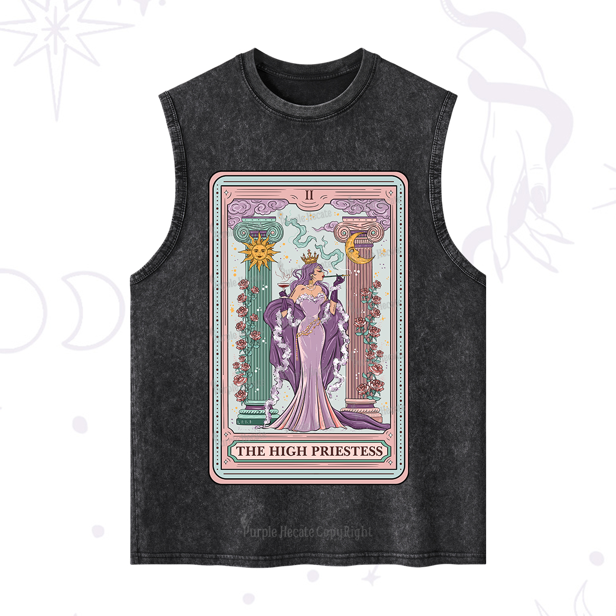 Purplehecate The High Priestess Tarot Card Washed Tank
