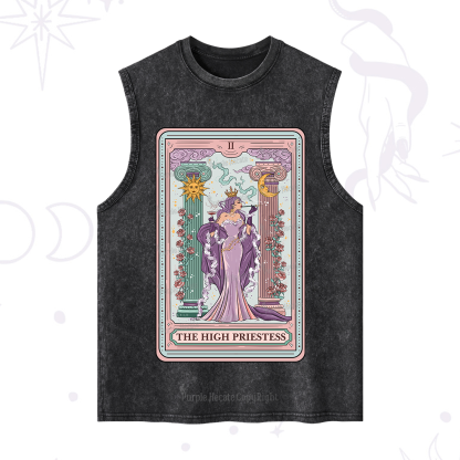 Purplehecate The High Priestess Tarot Card Washed Tank