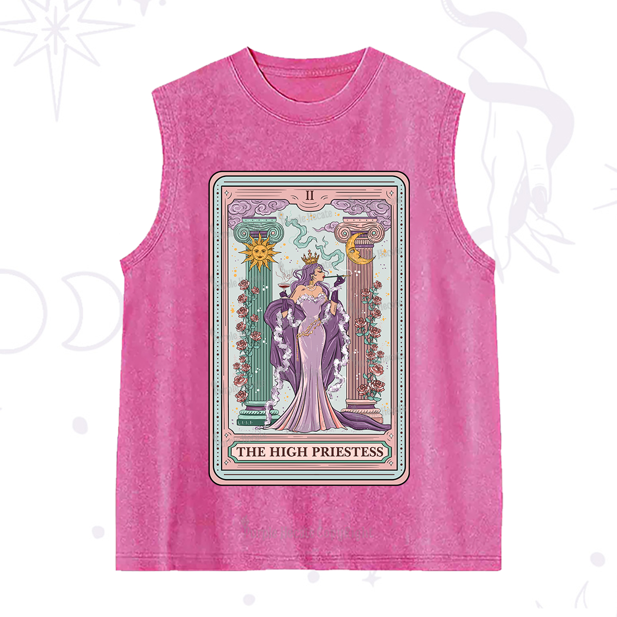 Purplehecate The High Priestess Tarot Card Washed Tank