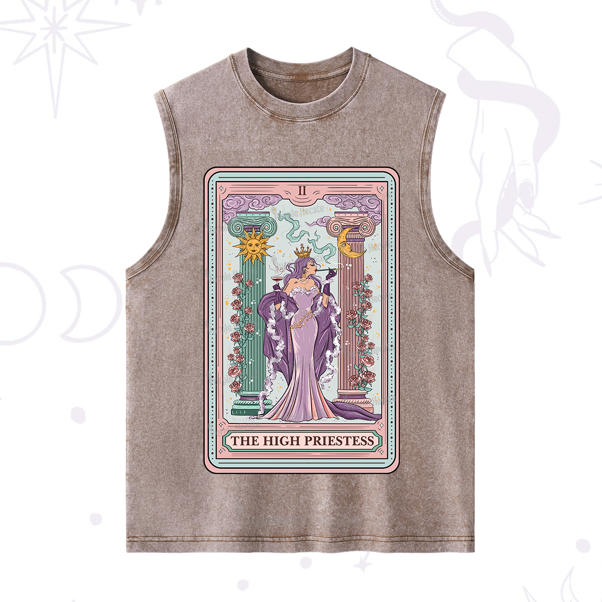 Purplehecate The High Priestess Tarot Card Washed Tank