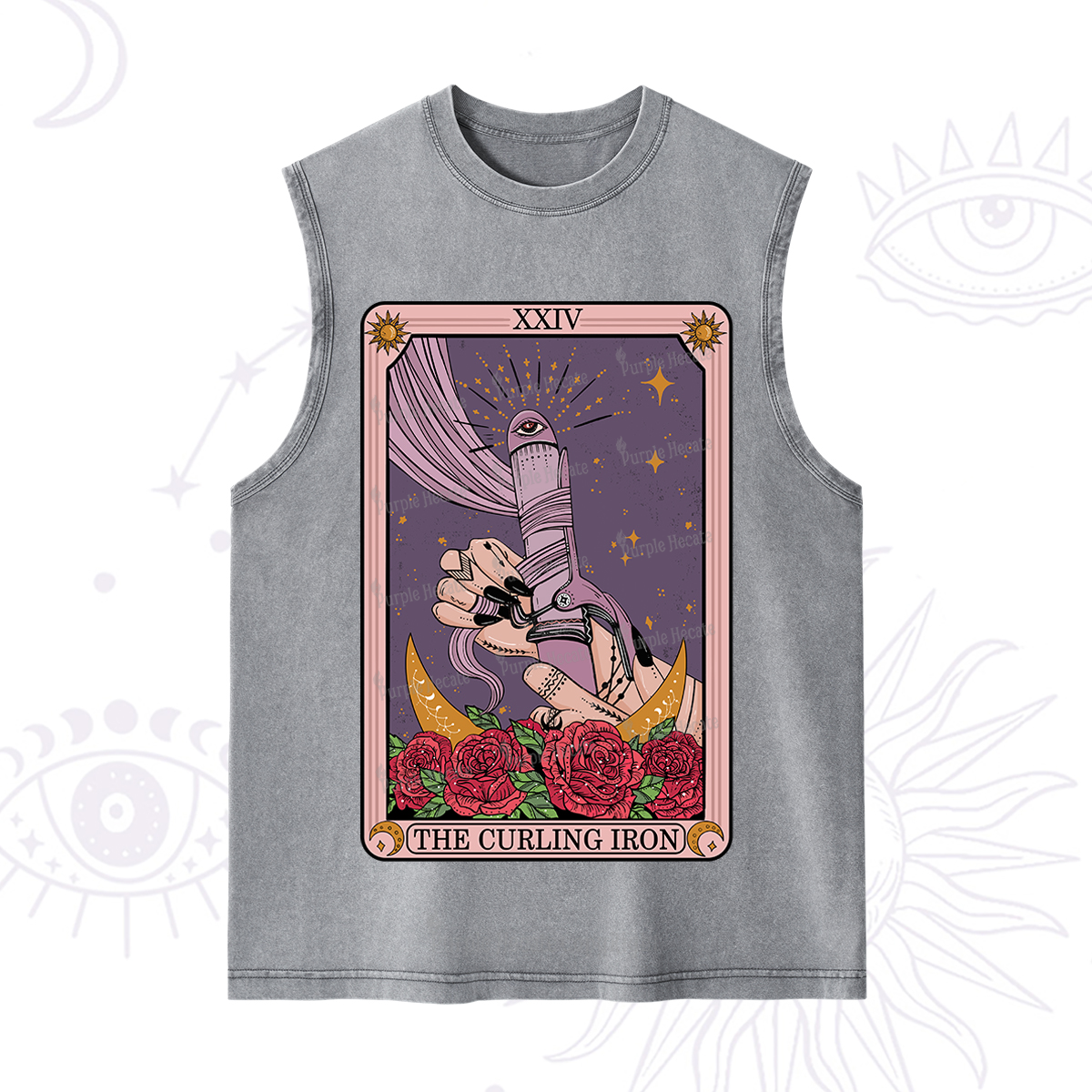 Purplehecate The Curling Iron Tarot Washed Tank