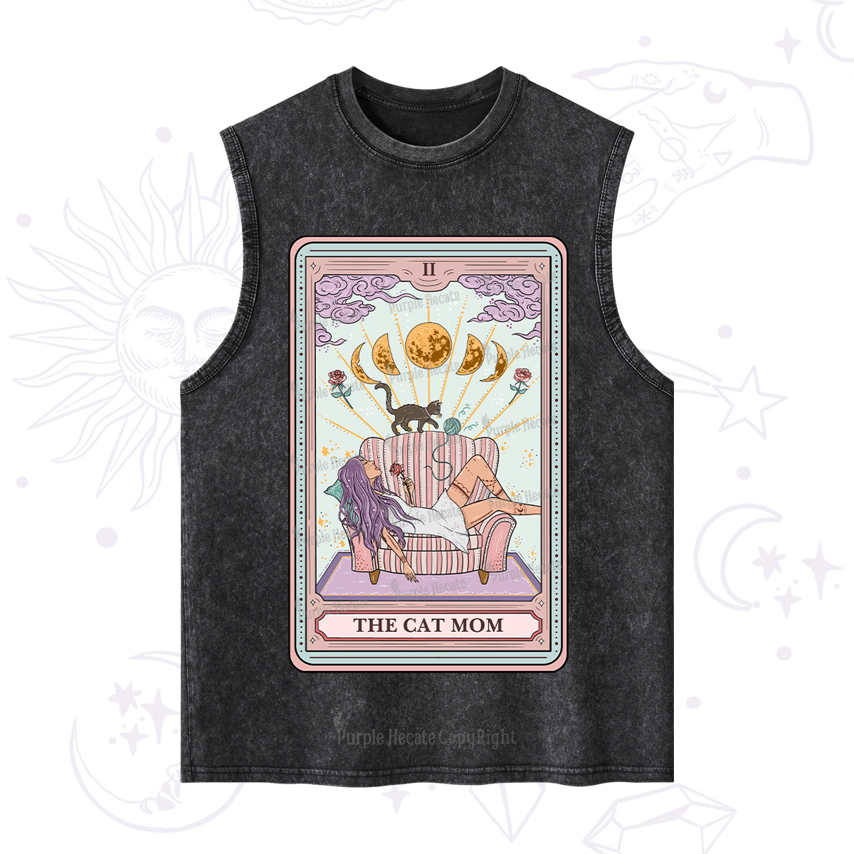Purplehecate The Cat Mom Tarot Washed Tank