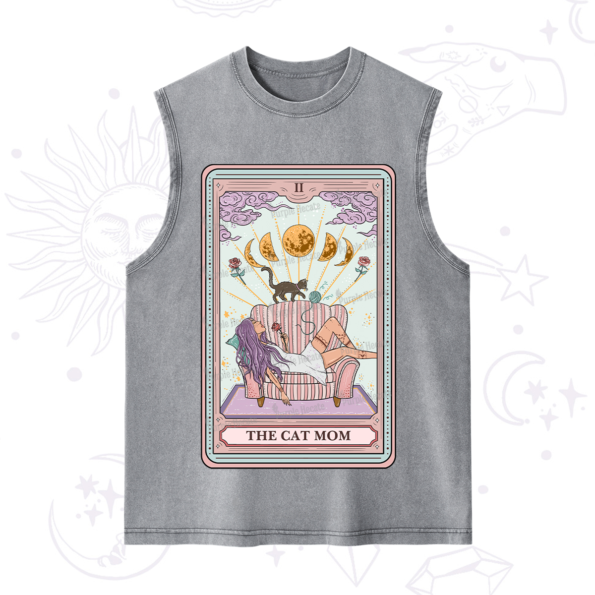Purplehecate The Cat Mom Tarot Washed Tank