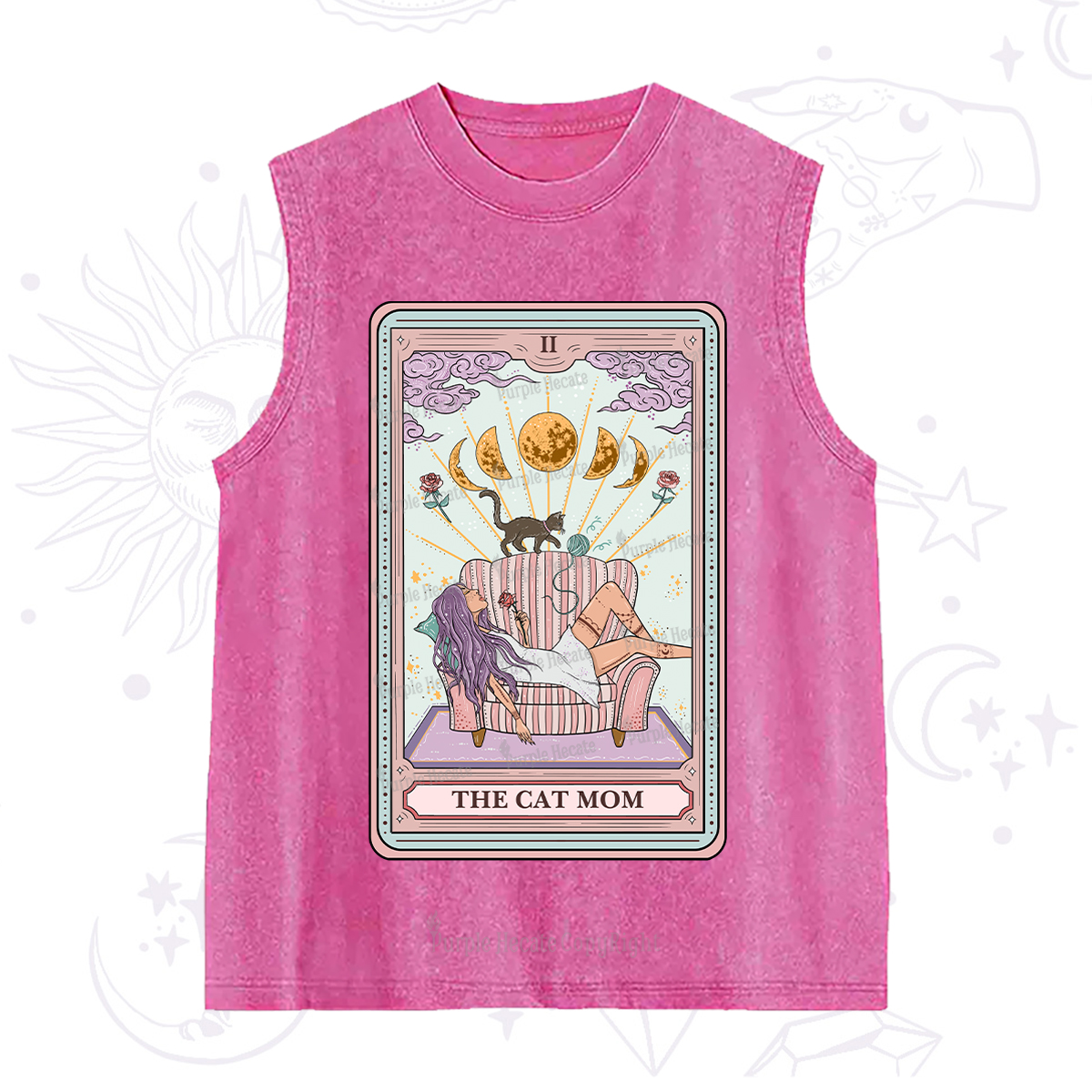 Purplehecate The Cat Mom Tarot Washed Tank