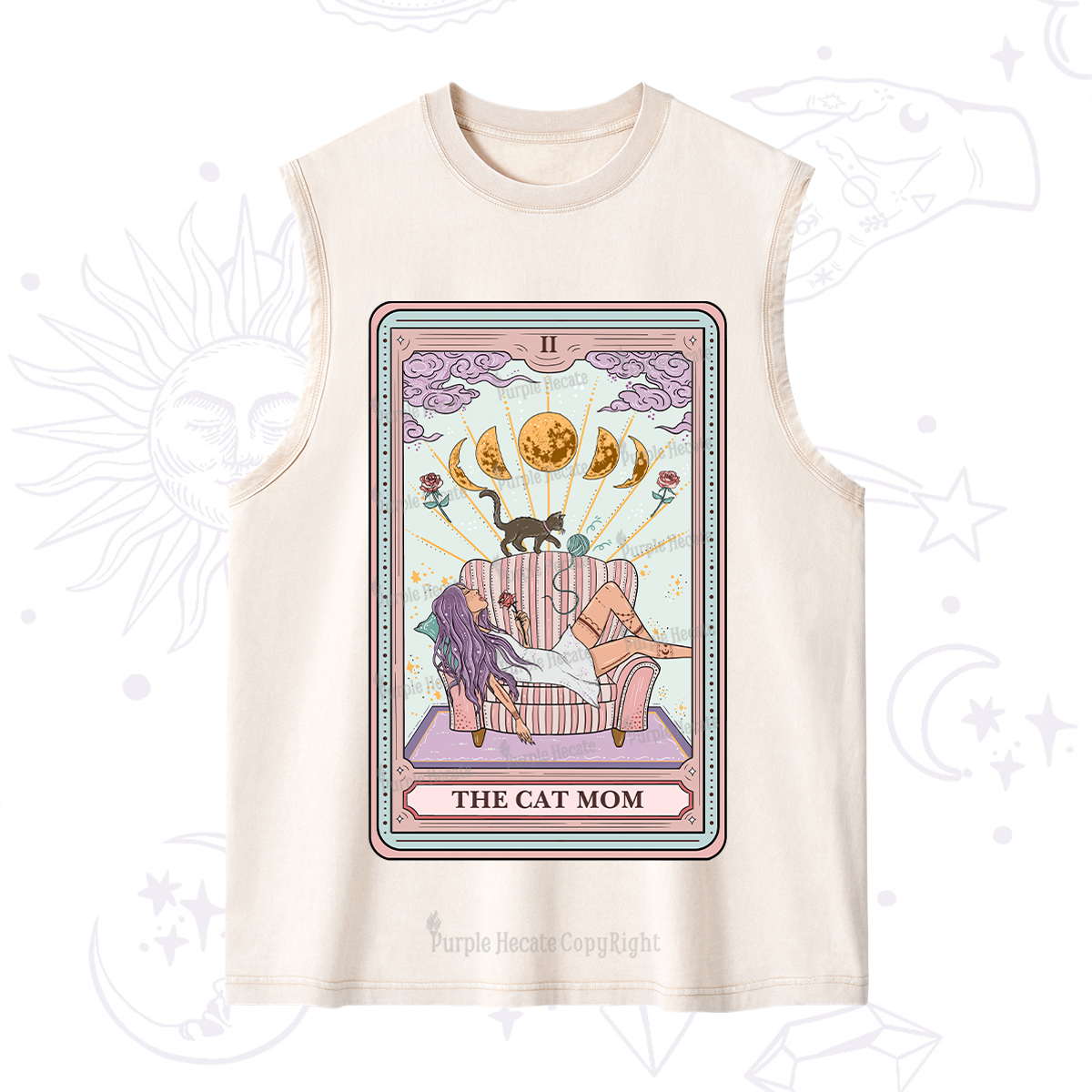 Purplehecate The Cat Mom Tarot Washed Tank