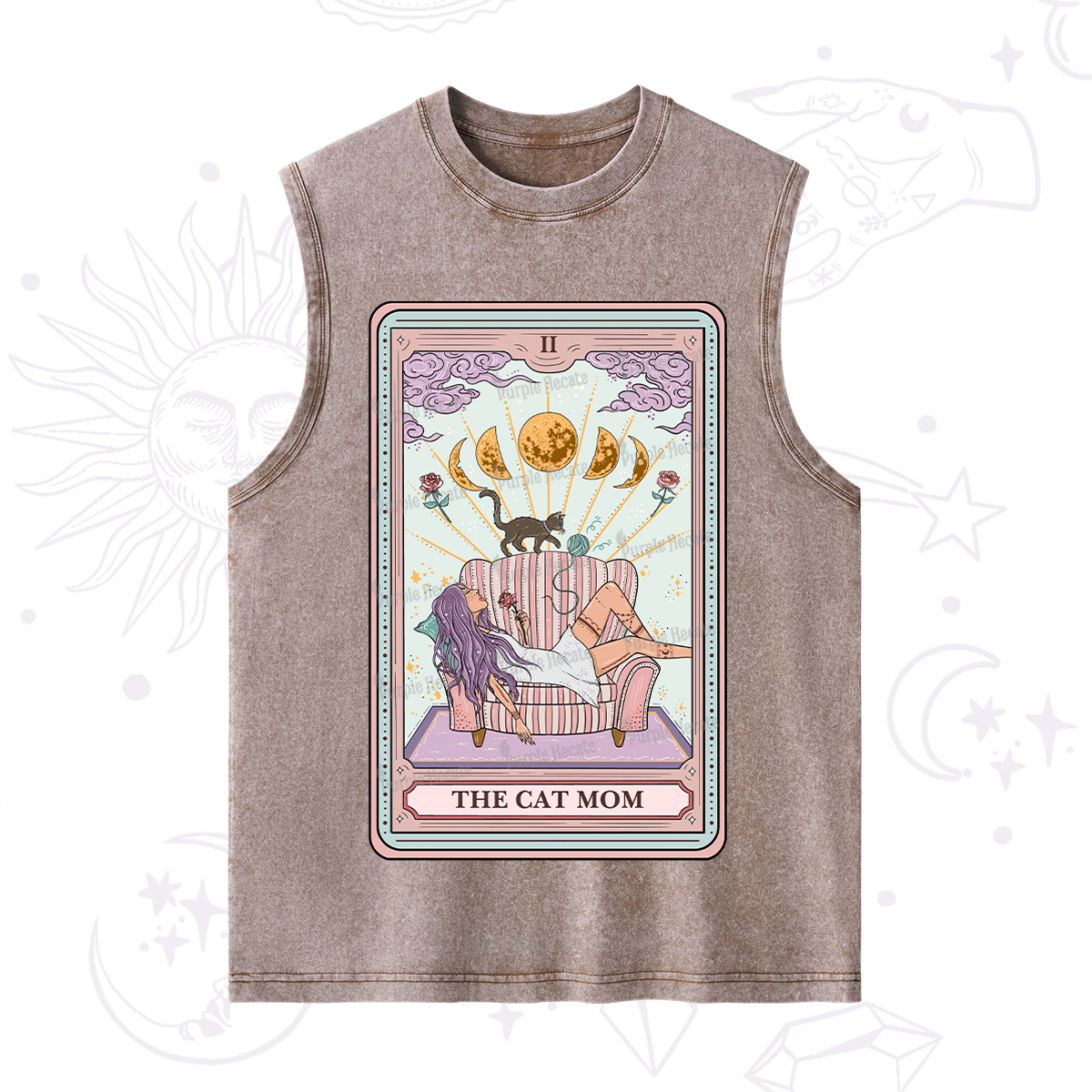 Purplehecate The Cat Mom Tarot Washed Tank