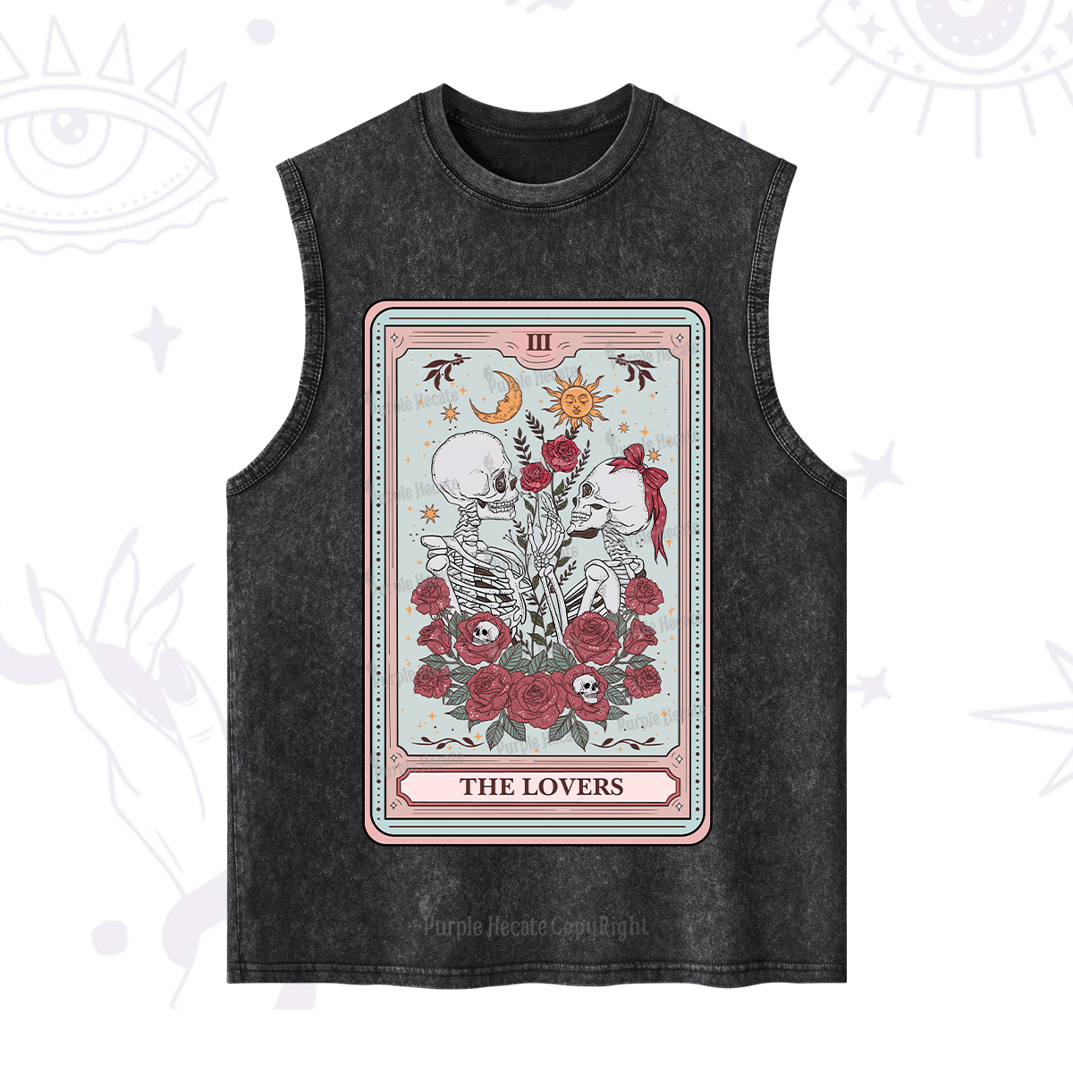 Purplehecate The Lovers Skeleton Tarot Washed Tank