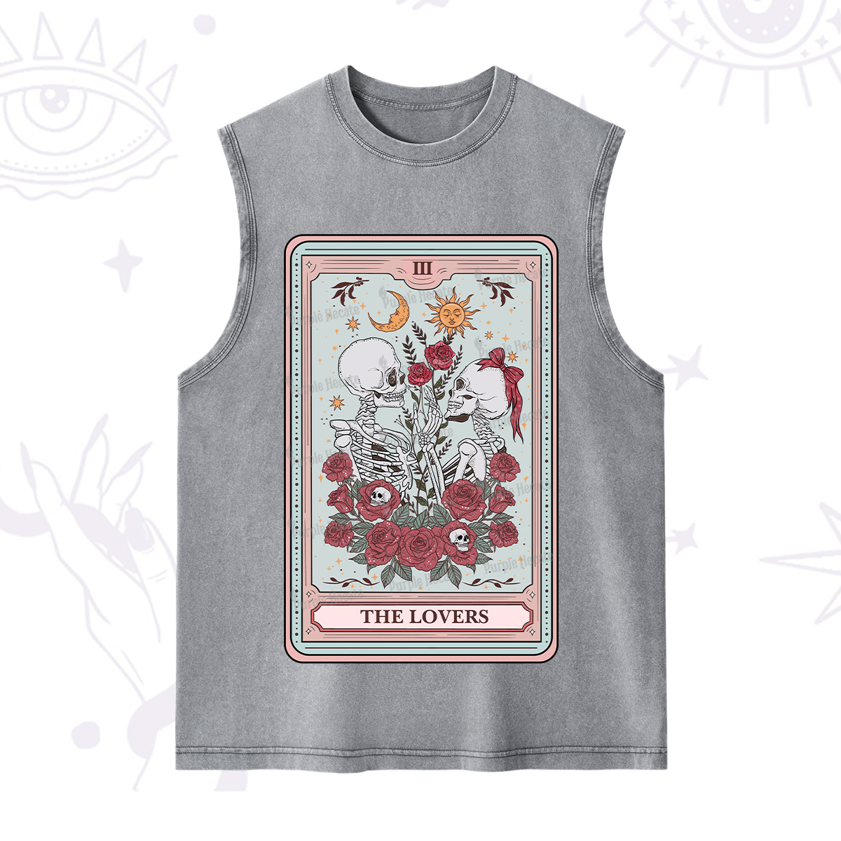 Purplehecate The Lovers Skeleton Tarot Washed Tank