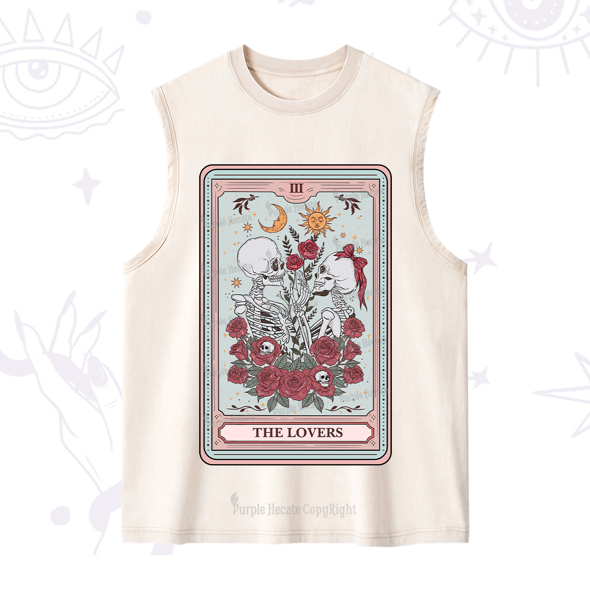 Purplehecate The Lovers Skeleton Tarot Washed Tank