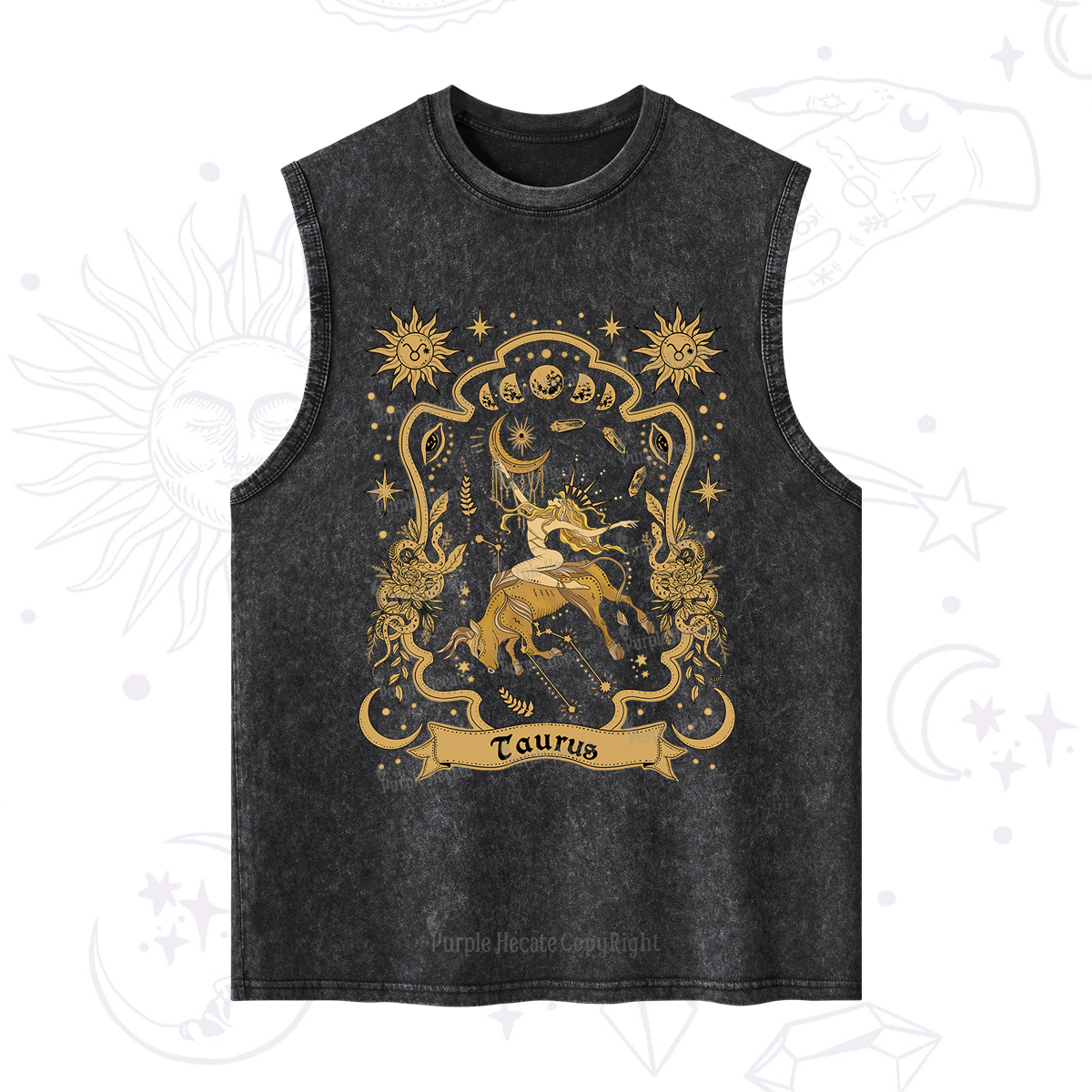 Purplehecate Taurus' Astral Mirage Zodiac Washed Tank