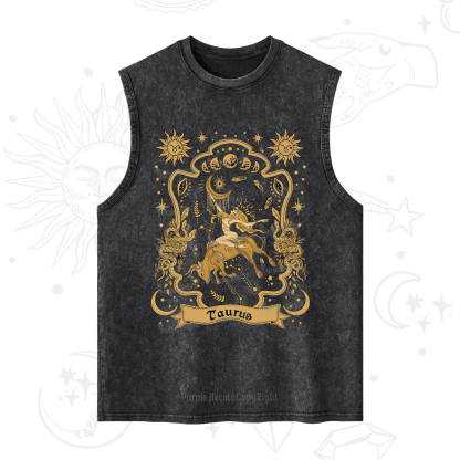Purplehecate Taurus' Astral Mirage Zodiac Washed Tank