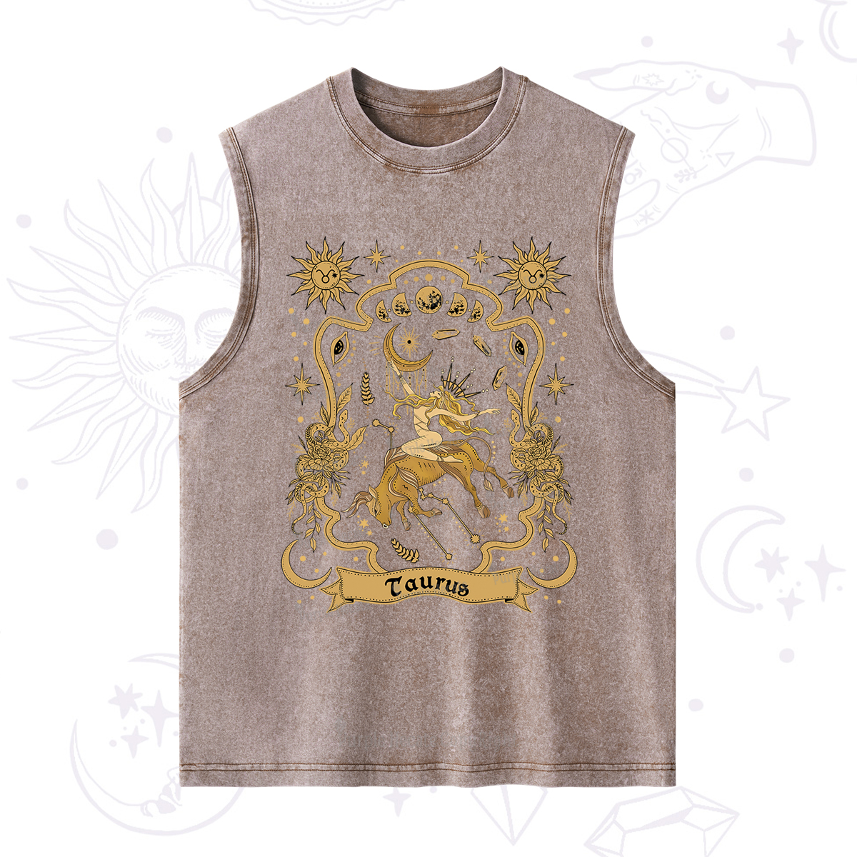 Purplehecate Taurus' Astral Mirage Zodiac Washed Tank
