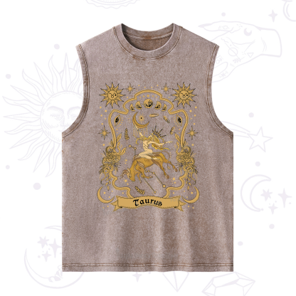 Purplehecate Taurus' Astral Mirage Zodiac Washed Tank