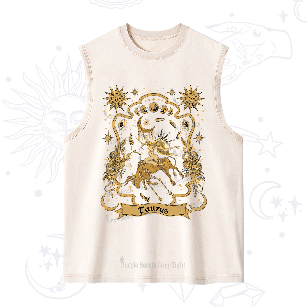 Purplehecate Taurus' Astral Mirage Zodiac Washed Tank