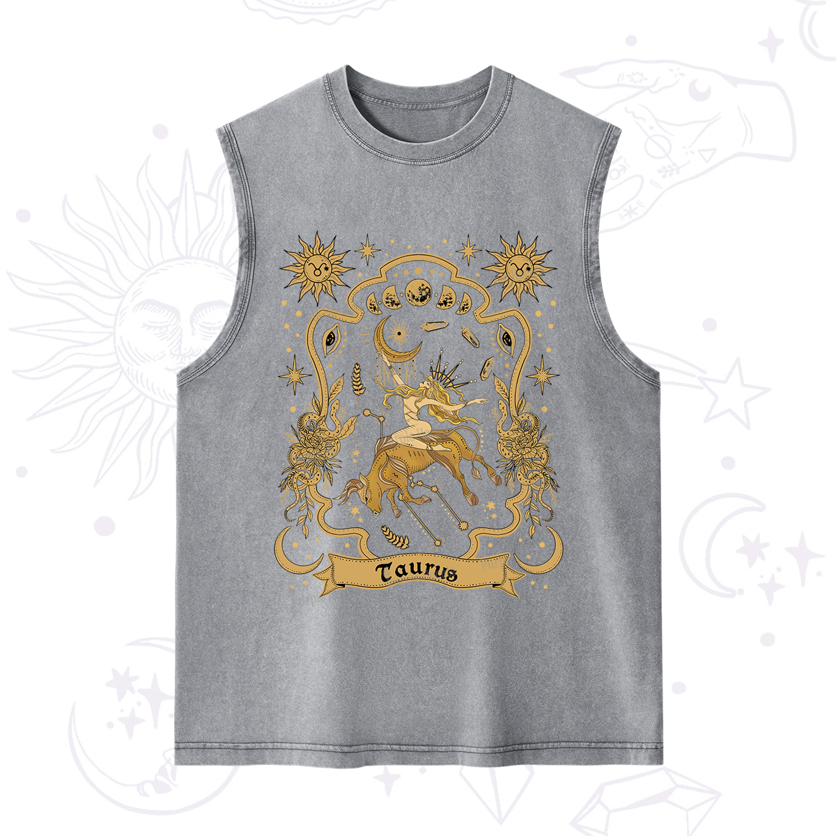 Purplehecate Taurus' Astral Mirage Zodiac Washed Tank
