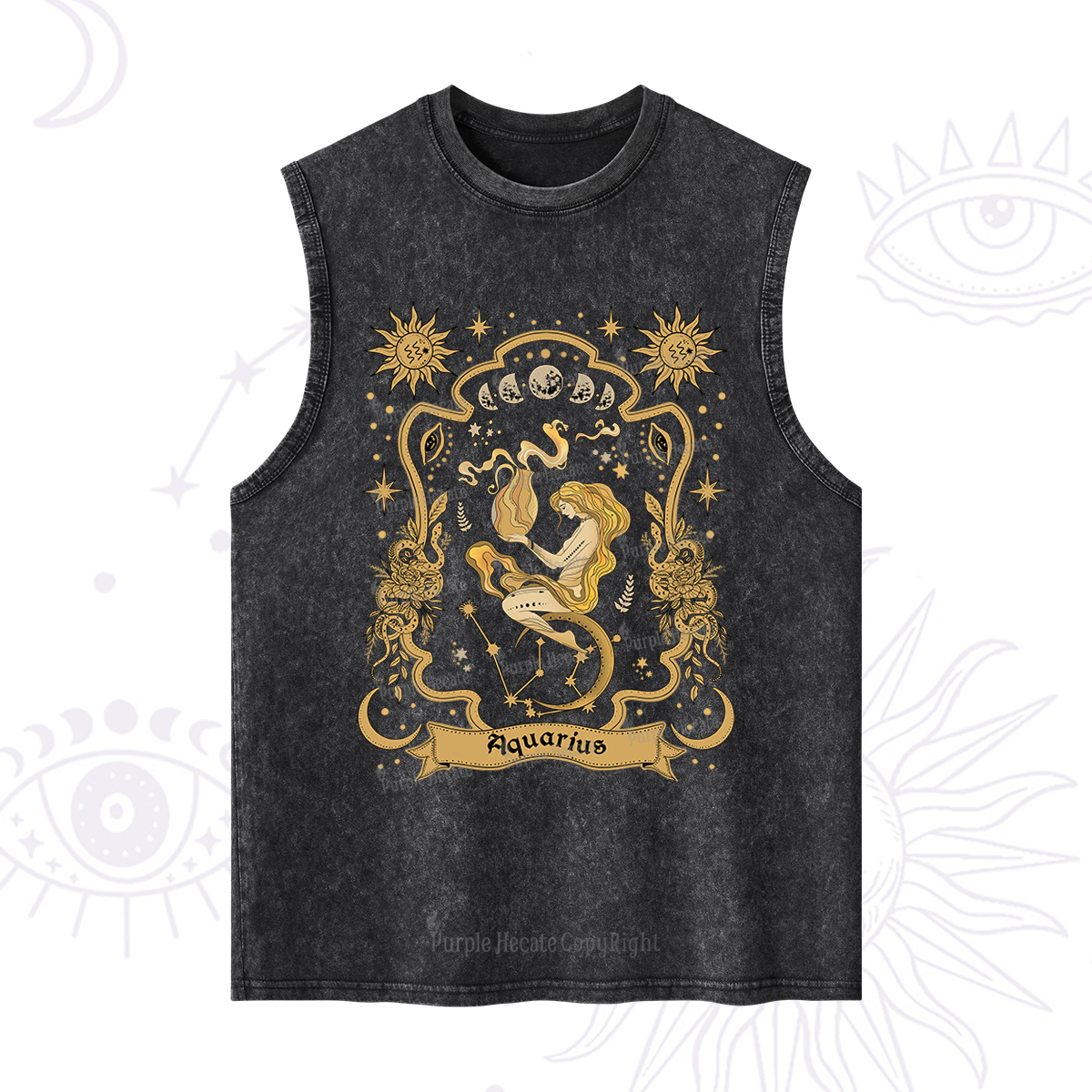 Purplehecate Aquarius' Astral Mirage Zodiac Washed Tank