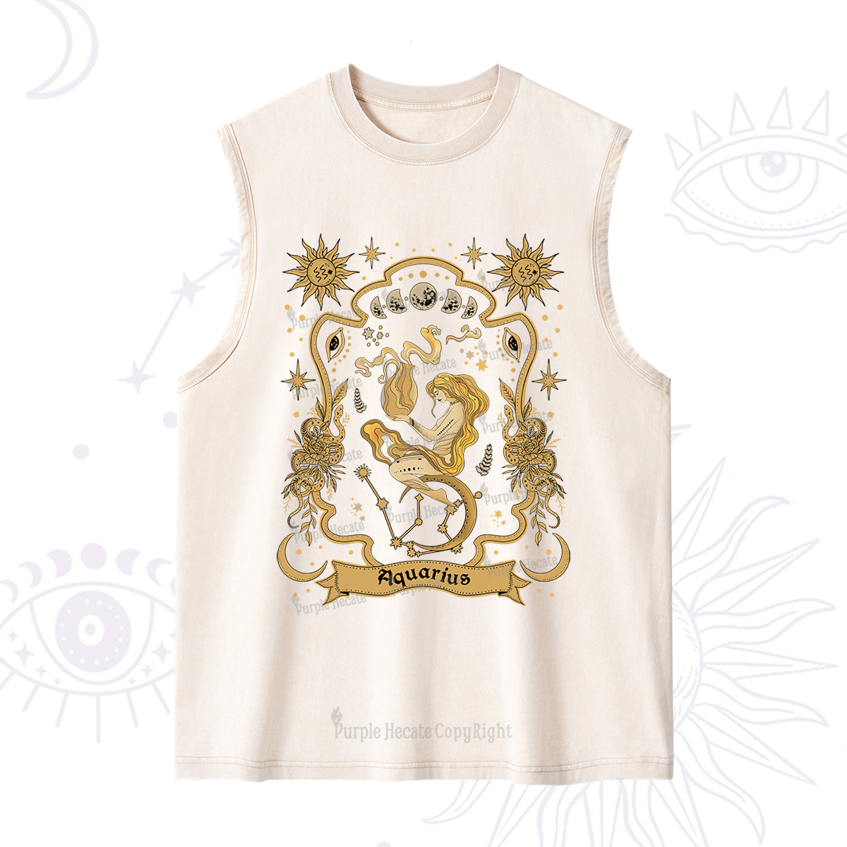 Purplehecate Aquarius' Astral Mirage Zodiac Washed Tank