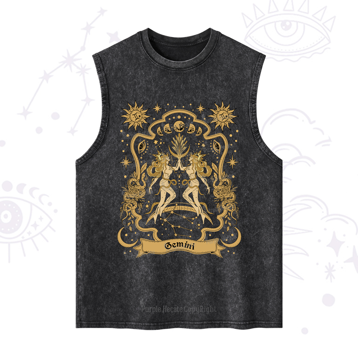 Purplehecate Gemini' Astral Mirage Zodiac Washed Tank