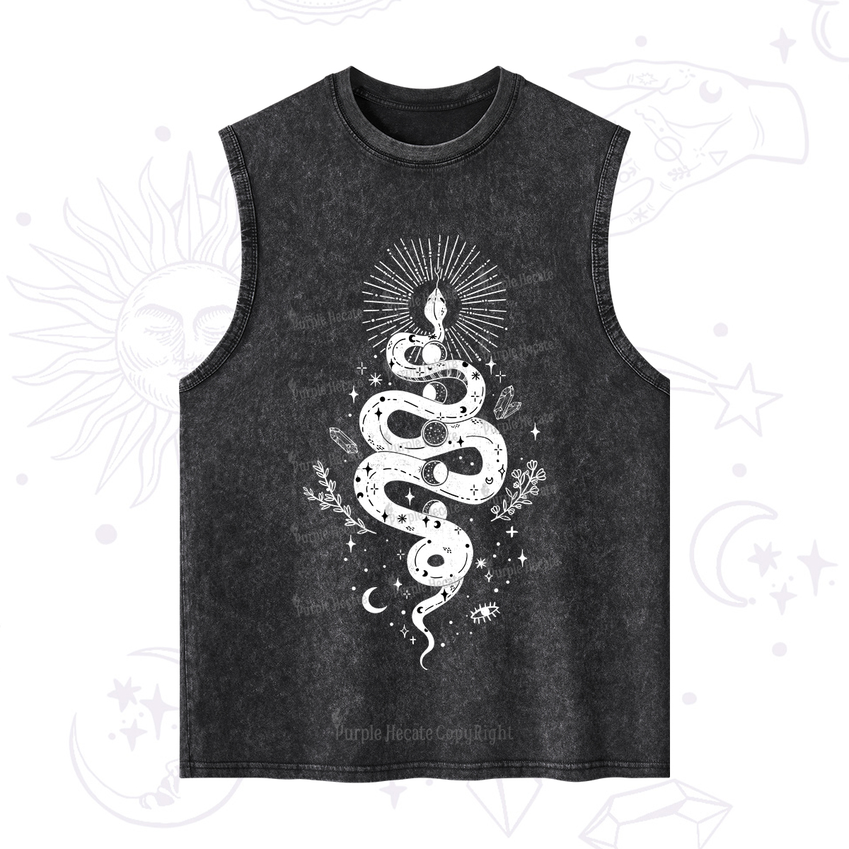 Purplehecate Mystical Moon Phases Snake Washed Tank