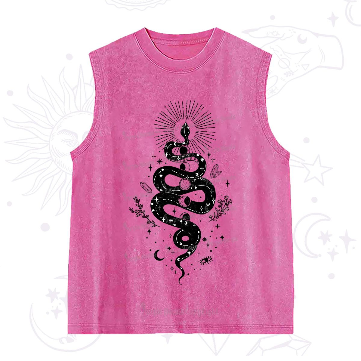 Purplehecate Mystical Moon Phases Snake Washed Tank
