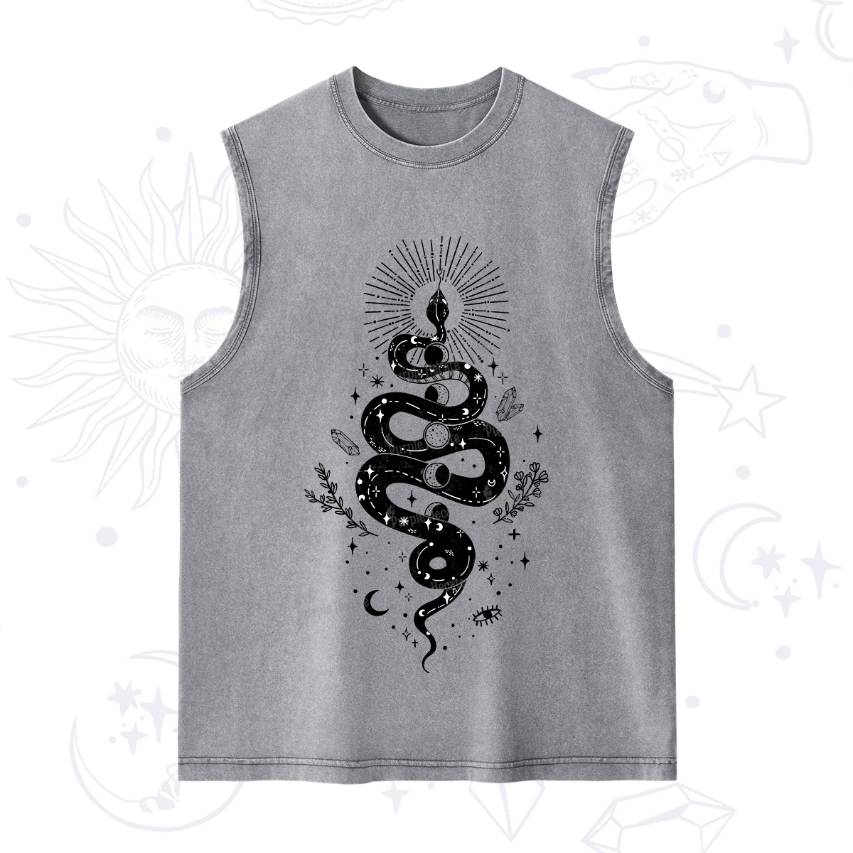 Purplehecate Mystical Moon Phases Snake Washed Tank