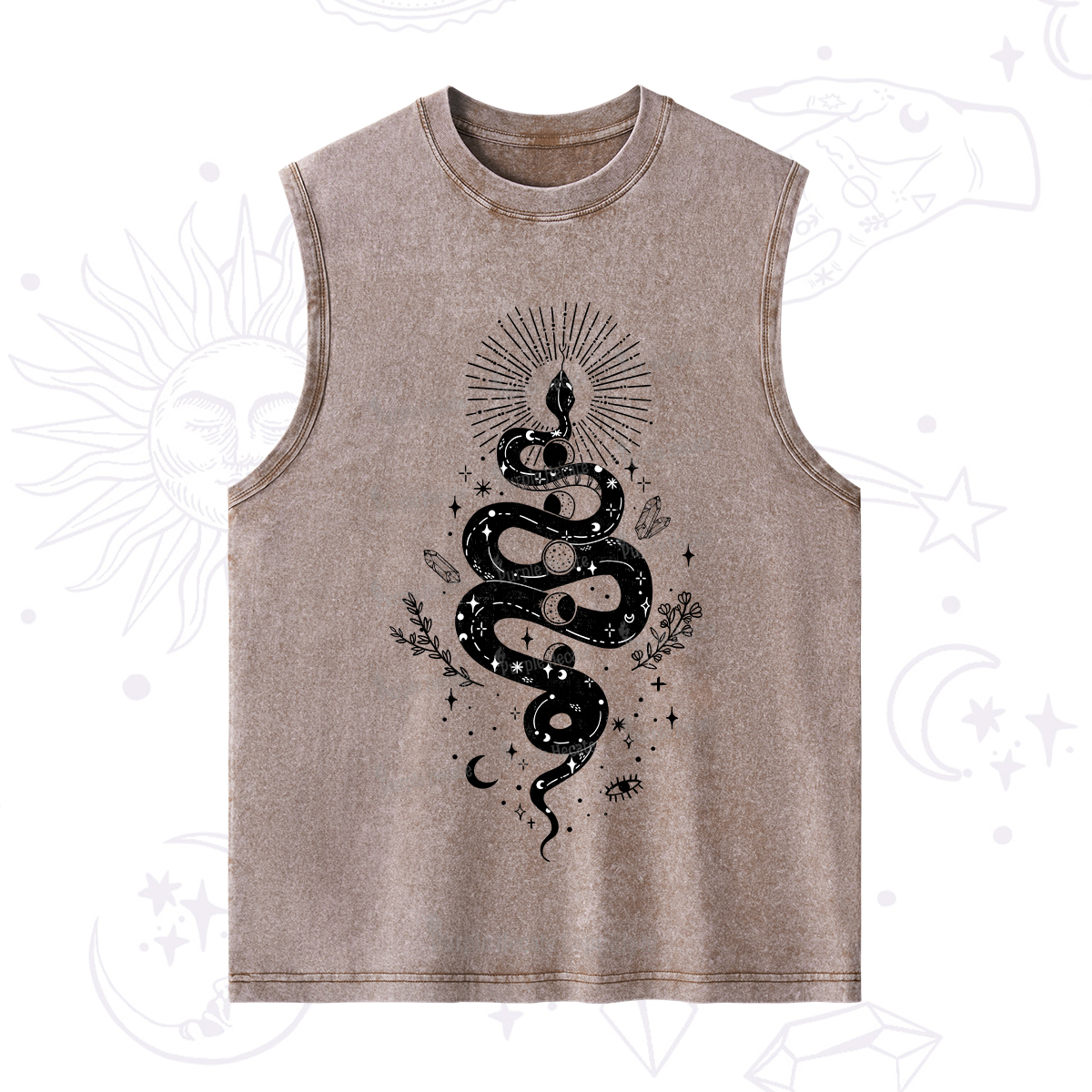 Purplehecate Mystical Moon Phases Snake Washed Tank