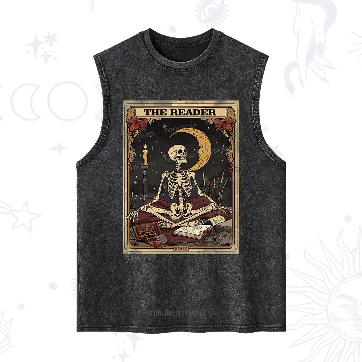 Purplehecate The Reader Tarot Card Washed Tank