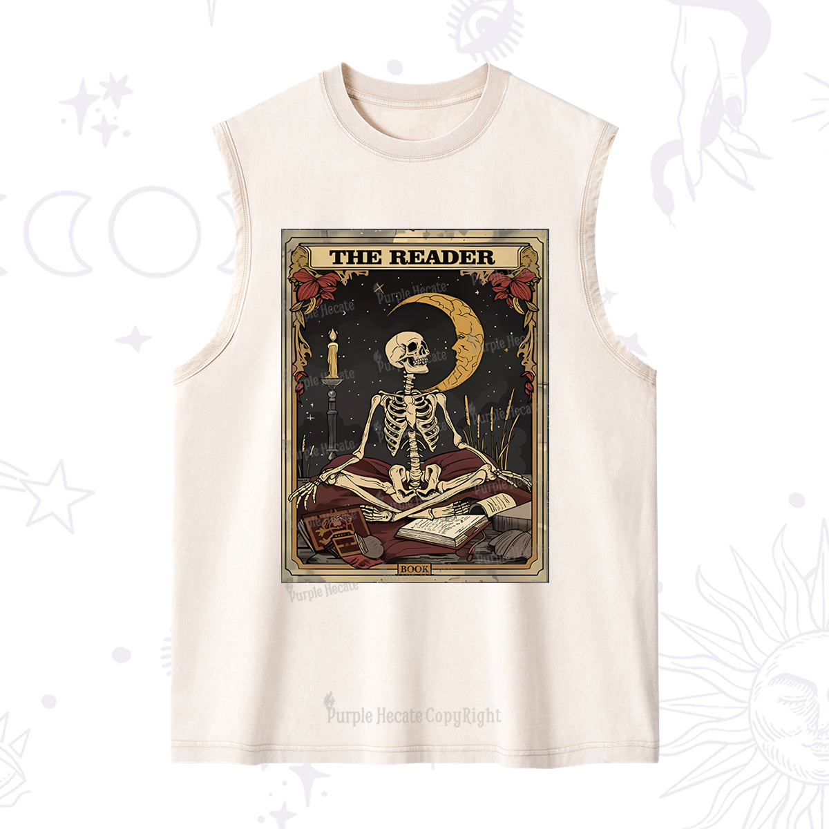 Purplehecate The Reader Tarot Card Washed Tank
