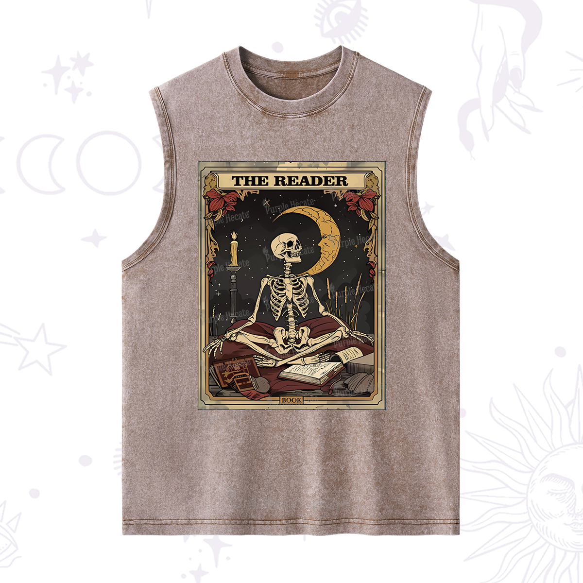 Purplehecate The Reader Tarot Card Washed Tank