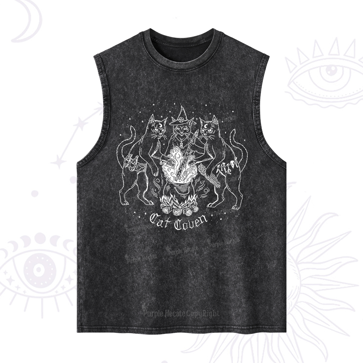 Purplehecate Cat Coven Washed Tank