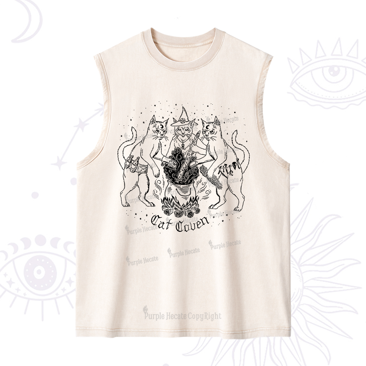 Purplehecate Cat Coven Washed Tank