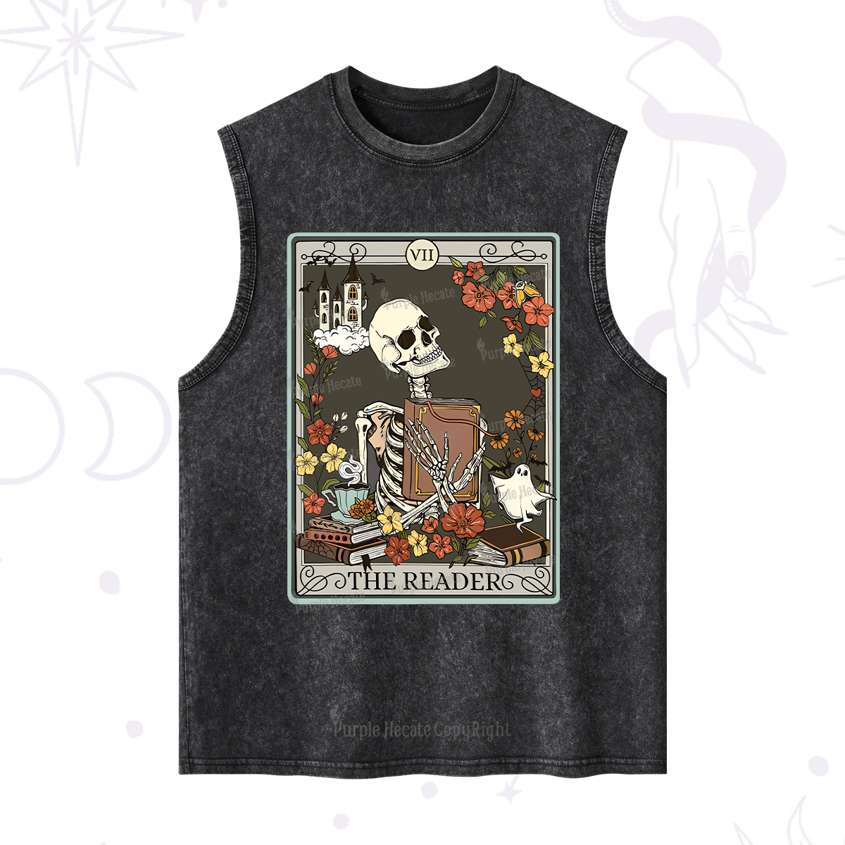 Purplehecate The Reader Tarot Card Washed Tank