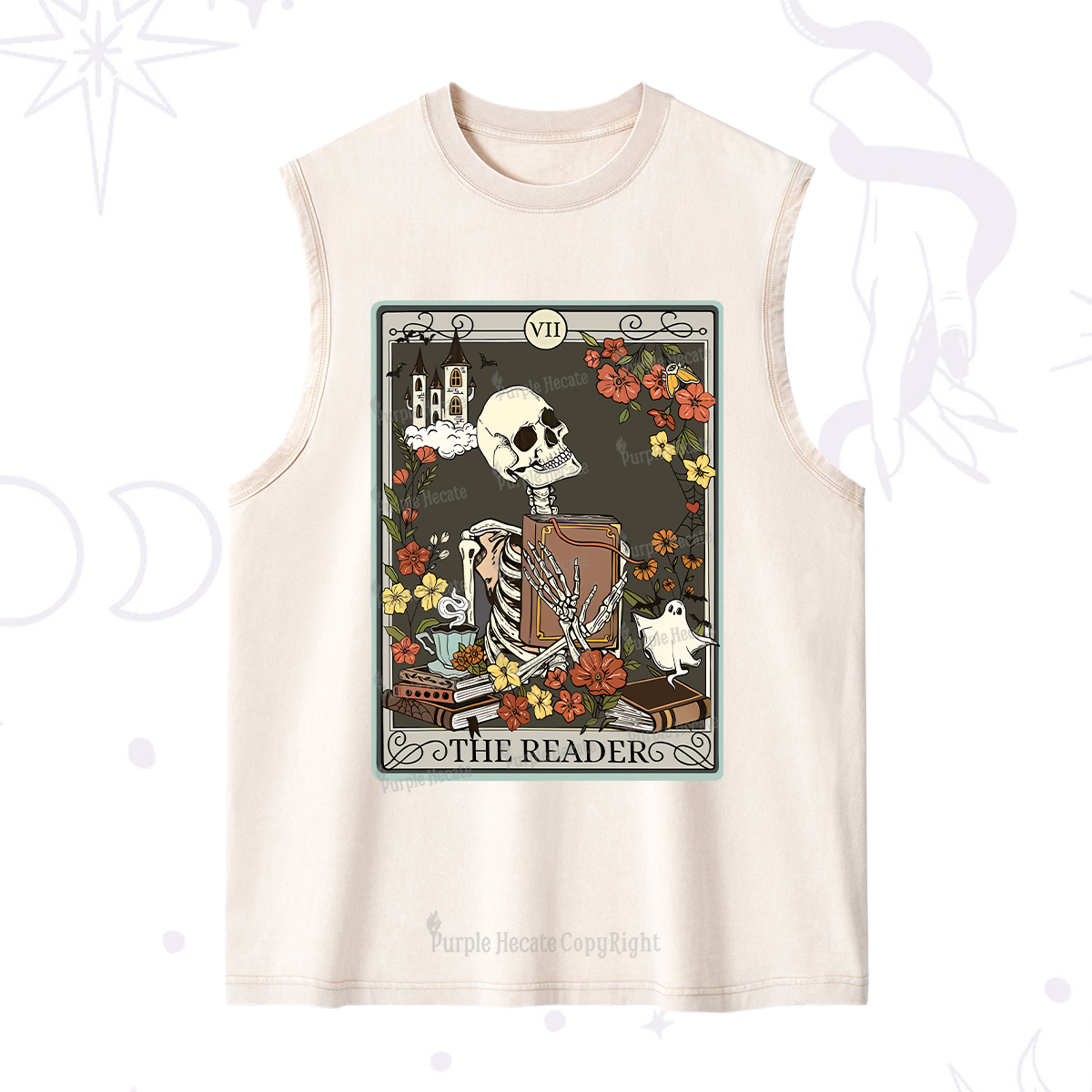 Purplehecate The Reader Tarot Card Washed Tank