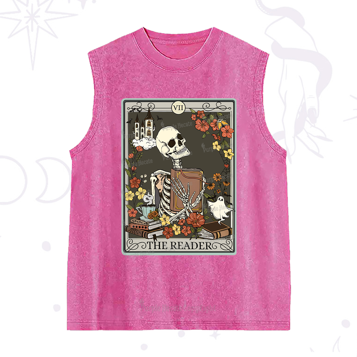Purplehecate The Reader Tarot Card Washed Tank