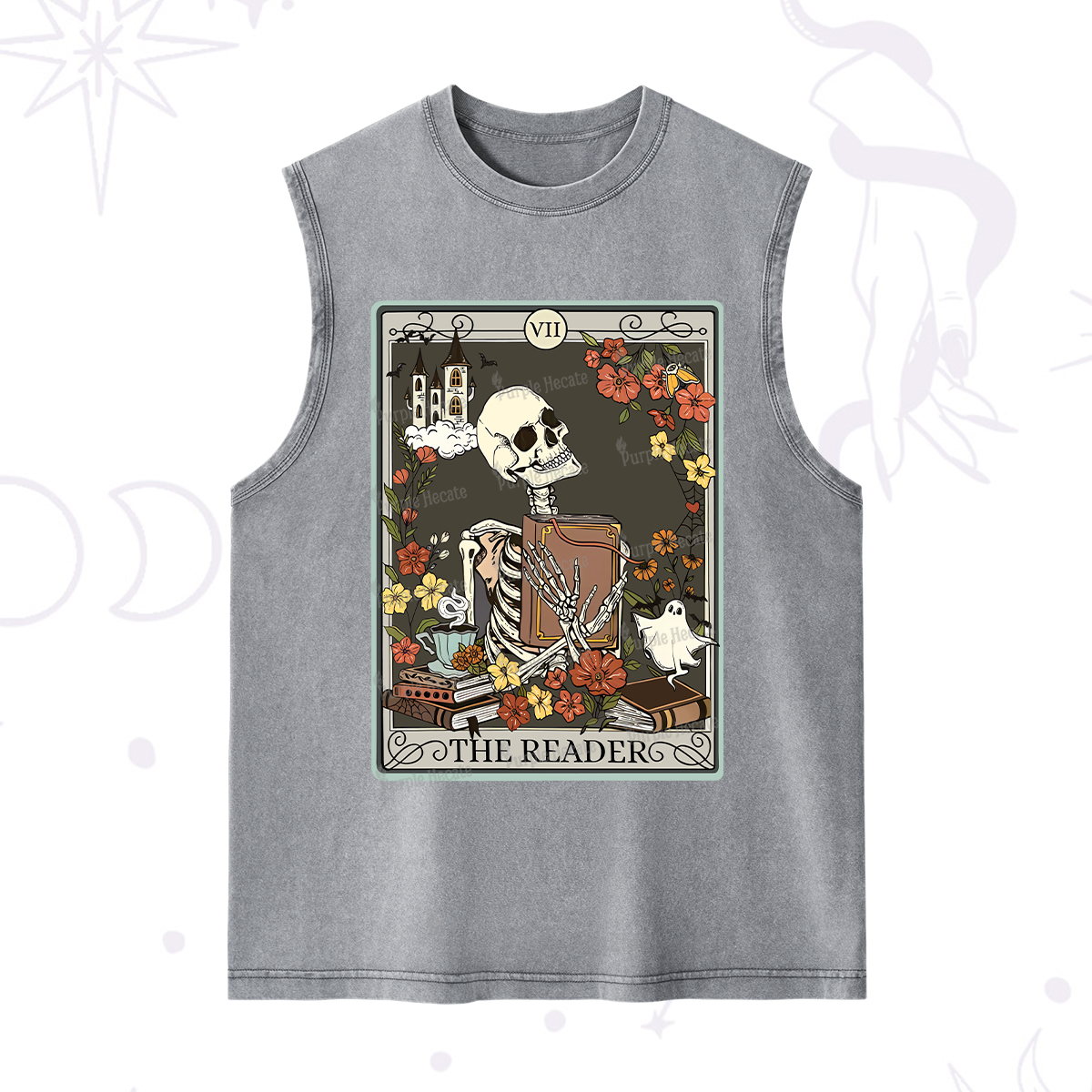 Purplehecate The Reader Tarot Card Washed Tank